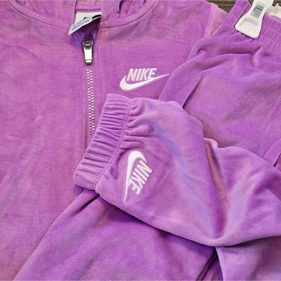 Nike 2pc Lilac Lavender Purple Velour Pants‎ and Hoodie Size 6 New! - Picture 8 of 11